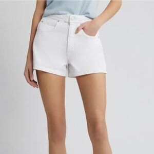 Frame Braided Waistband White Denim Shorts | 29